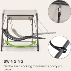 Blumfeldt Palermo Schommelbank - Hollywoodschommel 130 X 207 Cm - Ligbed Met Dak - Schommelstoel Voor 2 Personen - Tuinbank Inclusief Nekkussens - Stalen Frame En Polyester Dak - Grijs -Tuin Gerelateerd 1200x1197 1