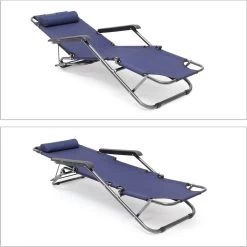 Relaxdays Ligstoel Inklapbaar - Ligbed Met Hoofdsteun - Strandstoel Verstelbaar - Camping - Donkerblauwe -Tuin Gerelateerd 1200x1198 1