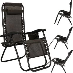 Springos Tuinstoel | Ligstoel | Opvouwbaar | Verstelbaar | Ergonomische Hoofdsteun | Bruin / Zwart -Tuin Gerelateerd 1200x1198