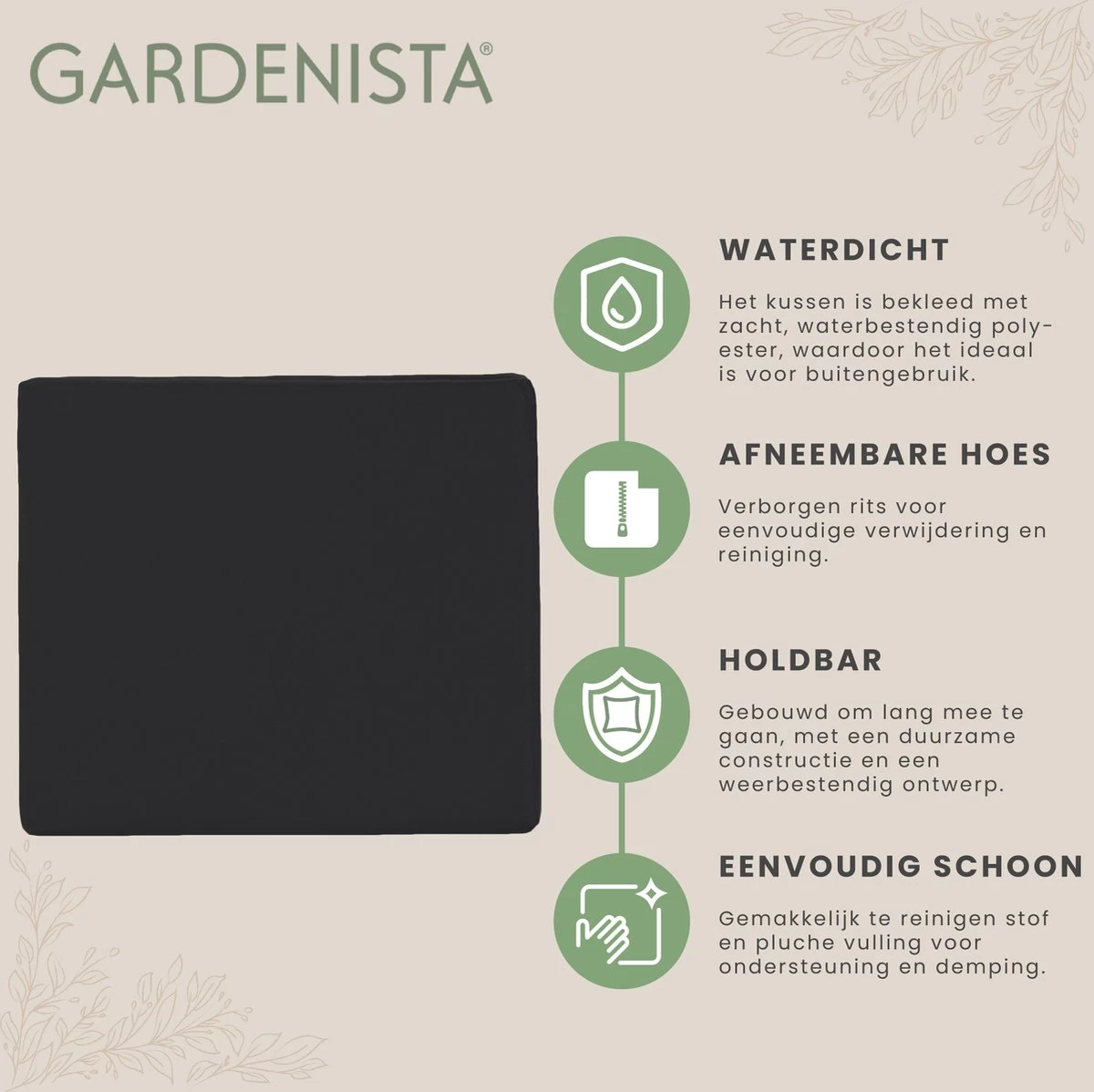 Gardenista Stoelkussen - Waterbestendige Tuinkussens Voor Binnen En Buiten - Zitkussen Met Lint - Kussens Voor Tuinstoel 6 Gardenista Stoelkussen - Waterbestendige Tuinkussens Voor Binnen En Buiten - Zitkussen Met Lint - Kussens Voor Tuinstoel - Afbeelding 4