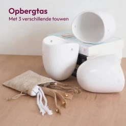 Gadgy Plantenhanger Keramiek - Set Van 3 - Hangpot Van Wit Steen - Hangende Bloempot Plantenpot - Met 3 Verschillende Koorden - 12x11x9.5CM -Tuin Gerelateerd 1200x1199 25