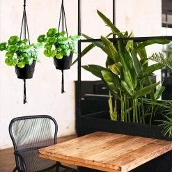 9 Stuks Zwart Macrame Plantenhangers - Boho Handgeweven Katoen Hangpot Voor Binnen/Buiten - Hangende Bloempot Met Kralen - Macramé Touw/Koord Hangplant Houder - Bohemian Wandhanger Decoratie - Plant Hanger - Verticale Tuin Bloempothouder Planthanger -Tuin Gerelateerd 1200x1200 1255