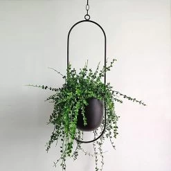 Be-Inspired® Hangende Bloempot Ovaal - Bloempot Binnen - Voor Hangplant – Plant Bloem Pot Met Opknoping – Plantenhanger - Plantenbak - Industrieel – Scandinavisch - Metaal - Zwart -Tuin Gerelateerd 1200x1200 1279