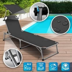 Sens Design Zonnebed - Ligbed Inklapbaar Met Zonneklep - Grijs -Tuin Gerelateerd 1200x1200 128