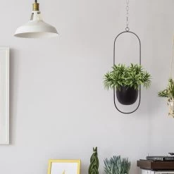 Be-Inspired® Hangende Bloempot Ovaal - Bloempot Binnen - Voor Hangplant – Plant Bloem Pot Met Opknoping – Plantenhanger - Plantenbak - Industrieel – Scandinavisch - Metaal - Zwart -Tuin Gerelateerd 1200x1200 1280