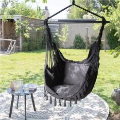 Vita5 XXL Hangstoel - Binnen&Buiten Hangnest - Incl. 2 Kussens En Boekenvak - Volwassenen&Kinderen - Hangmatstoel Tot 225kg - Zwart -Tuin Gerelateerd 1200x1200 153
