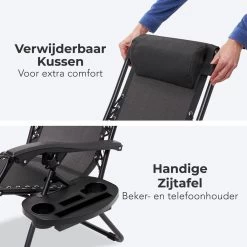 LifeGoods Opvouwbare Tuinstoelen - Verstelbaar Zonnescherm - 2 Stuks - 30°-90° Verstelbaar - Metaal - Zwart -Tuin Gerelateerd 1200x1200 207