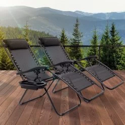 LifeGoods Opvouwbare Tuinstoelen - Verstelbaar Zonnescherm - 2 Stuks - 30°-90° Verstelbaar - Metaal - Zwart -Tuin Gerelateerd 1200x1200 210