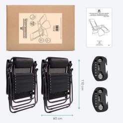 LifeGoods Opvouwbare Tuinstoelen - Verstelbaar Zonnescherm - 2 Stuks - 30°-90° Verstelbaar - Metaal - Zwart -Tuin Gerelateerd 1200x1200 213