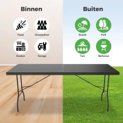 LifeGoods Klaptafel - Inklapbaar - 180 Cm - 6 Tot 8 Personen - Zwart -Tuin Gerelateerd 1200x1200 234