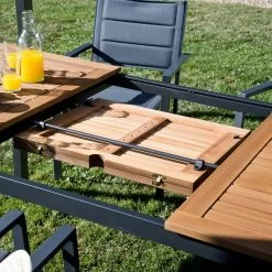 NATERIAL - Uitschuifbare Tuintafel ORIS - Uitschuifbare Tafel Voor 6 Tot 8 Personen - 180-240x100 Cm - Aluminium - Hout Eucalyptus -Tuin Gerelateerd 1200x1200 260