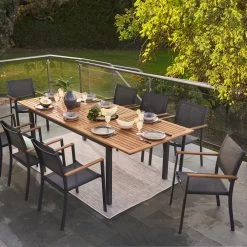 NATERIAL - Uitschuifbare Tuintafel ORIS - Uitschuifbare Tafel Voor 6 Tot 8 Personen - 180-240x100 Cm - Aluminium - Hout Eucalyptus -Tuin Gerelateerd 1200x1200 262