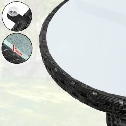 Casaria Polyrattan Bijzettafel 80cm Rond - 5mm Veiligheidsglas – Zwart -Tuin Gerelateerd 1200x1200 279