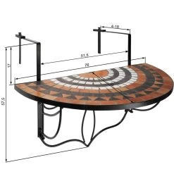 Tectake - Balkontafel Mozaïek Klapbaar - 402774 -Tuin Gerelateerd 1200x1200 290