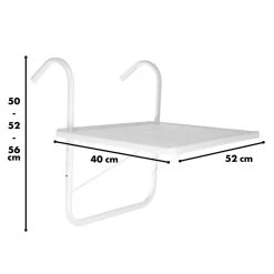Luxe Inklapbare Balkontafel – 52 X 40 X 56cm – Wit – Hangend – Balkonbar – Balkontafels – Balkontafeltje – Hangtafel Balkon – Balcony Table – Voor Aan Het Balkon – Ophangbaar – Opklapbaar – Tafel – Inklapbaar – Buiten – Tafeltje – Klaptafel -Tuin Gerelateerd 1200x1200 296