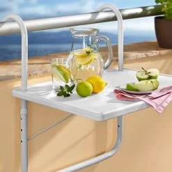 Luxe Inklapbare Balkontafel – 52 X 40 X 56cm – Wit – Hangend – Balkonbar – Balkontafels – Balkontafeltje – Hangtafel Balkon – Balcony Table – Voor Aan Het Balkon – Ophangbaar – Opklapbaar – Tafel – Inklapbaar – Buiten – Tafeltje – Klaptafel -Tuin Gerelateerd 1200x1200 301