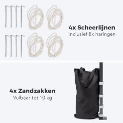 LifeGoods Partytent - 3x3 M - Zijwanden - Easy Up - Opvouwbaar - Waterdicht - Draagtas Met Wieltjes - Beige -Tuin Gerelateerd 1200x1200 321