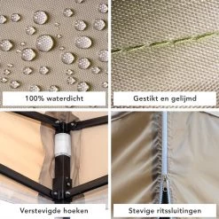 LifeGoods Partytent - 3x3 M - Zijwanden - Easy Up - Opvouwbaar - Waterdicht - Draagtas Met Wieltjes - Beige -Tuin Gerelateerd 1200x1200 323