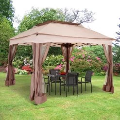 Outsunny Paviljoen Met Zijwanden Partytent Tuintent Popup 3,25 X 3,25 M Khaki 840-166 -Tuin Gerelateerd 1200x1200 353