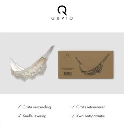 QUVIO Hangmat Voor In De Tuin - Tuinstoelen - Reishangmat Voor Camping, Outdoor En Reizen - Hamock - Katoen Ademend - Maximale Belasting Van 250KG - Lig Oppervlak Van 180 Cm - Geschikt Voor 1 Persoon - Beige -Tuin Gerelateerd 1200x1200 430