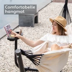 Vita5 Hangmat Met Standaard – 2 Persoons – Incl. Bekerhouder – 205kg Draaggewicht – Beige/Wit -Tuin Gerelateerd 1200x1200 443