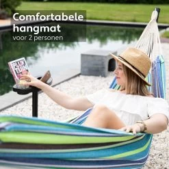 Vita5 Hangmat Met Standaard – 2 Persoons – Incl. Bekerhouder – 205kg Draaggewicht – Groen/Blauw -Tuin Gerelateerd 1200x1200 456