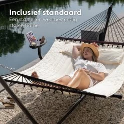 Vita5 Hangmat Met Standaard En Spreidstok – 2 Persoons – Incl. Bekerhouder - Afneembaar Kussen – Uv-bestendig – Beige -Tuin Gerelateerd 1200x1200 463
