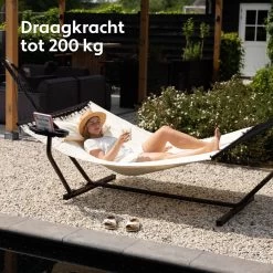 Vita5 Hangmat Met Standaard En Spreidstok – 2 Persoons – Incl. Bekerhouder - Afneembaar Kussen – Uv-bestendig – Beige -Tuin Gerelateerd 1200x1200 466