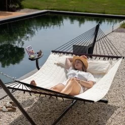 Vita5 Hangmat Met Standaard En Spreidstok – 2 Persoons – Incl. Bekerhouder - Afneembaar Kussen – Uv-bestendig – Beige -Tuin Gerelateerd 1200x1200 470