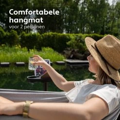 Vita5 Hangmat Met Standaard – 2 Persoons – Incl. Bekerhouder – 205kg Draaggewicht – Grijs -Tuin Gerelateerd 1200x1200 480