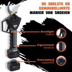 Reichlër® Elektrische Snoeischaar - 40 Mm Snijdiameter - 2x Accu - Anti-cut Functie - Heggenschaar - Takkenschaar - Zwart -Tuin Gerelateerd 1200x1200 572