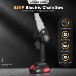 Violeworks® Accu Kettingzaag - Snoeizaag - Mini Kettingzaag - Handkettingzaag - Ook Voor Makita - Elektrische Kettingzaag - Elektrische Snoeischaar - Op Batterij - 2900 MAh - 1080W - 88V -Tuin Gerelateerd 1200x1200 719