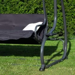 Springos Schommelbank | Linda-Schommel | 3-zits | Waterafstotend | Inclusief 2 Kussens | Verstelbare Luifel | 162 X 200 X 120 Cm | Zwart -Tuin Gerelateerd 1200x1200 72