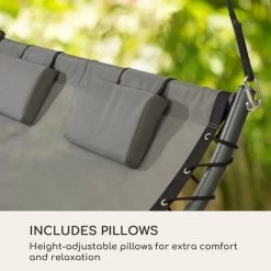 Blumfeldt Palermo Schommelbank - Hollywoodschommel 130 X 207 Cm - Ligbed Met Dak - Schommelstoel Voor 2 Personen - Tuinbank Inclusief Nekkussens - Stalen Frame En Polyester Dak - Grijs -Tuin Gerelateerd 1200x1200 75