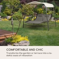 Blumfeldt Palermo Schommelbank - Hollywoodschommel 130 X 207 Cm - Ligbed Met Dak - Schommelstoel Voor 2 Personen - Tuinbank Inclusief Nekkussens - Stalen Frame En Polyester Dak - Grijs -Tuin Gerelateerd 1200x1200 77