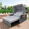 Polyrattan Patio Rieten Meubels Set Voor 2 Personen-Outdoor Rattan Sofa Set Met Intrekbare Luifel-lounge Bank-PE Rotan Loveseat Voor Achtertuin Veranda Tuin Zwembad Balkon-grijs -Tuin Gerelateerd 1200x1200 92