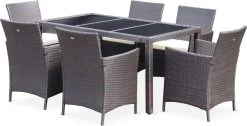 Alice's Garden Tuinset Tavola 6 - 150x90x74 - 6 Plaatsen - Wicker - Bruin/Ecru -Tuin Gerelateerd 1200x614