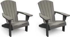 Keter Troy Adirondack Tuinstoel - Set Van 2 - 81x80x96,5cm - Lichtgrijs