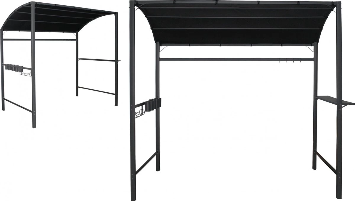 Merkloos Barbecue Overkapping Afm. 233 X 145 Cm Zwart 6 Merkloos Barbecue Overkapping Afm. 233 X 145 Cm Zwart - Afbeelding 4