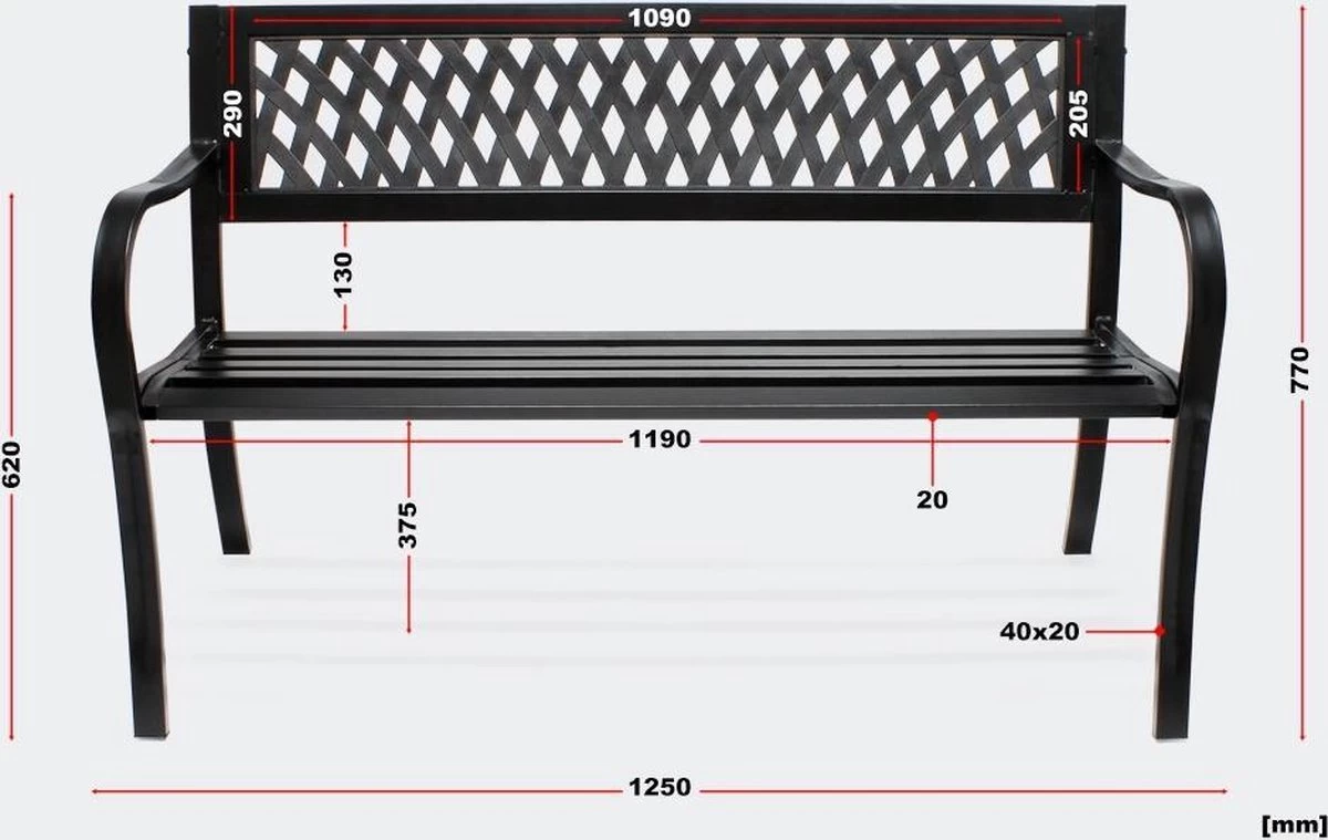 Tuinbank - Marijke -Tuinbankje - Tuinbank Metaal - Tuinbank Hout - Weersbestendig - 126 X 53 X 77 Cm 7 Tuinbank - Marijke -Tuinbankje - Tuinbank Metaal - Tuinbank Hout - Weersbestendig - 126 X 53 X 77 Cm - Afbeelding 5