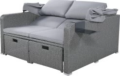 Polyrattan Patio Rieten Meubels Set Voor 2 Personen-Outdoor Rattan Sofa Set Met Intrekbare Luifel-lounge Bank-PE Rotan Loveseat Voor Achtertuin Veranda Tuin Zwembad Balkon-grijs -Tuin Gerelateerd 1200x761