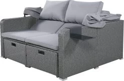 Polyrattan Patio Rieten Meubels Set Voor 2 Personen-Outdoor Rattan Sofa Set Met Intrekbare Luifel-lounge Bank-PE Rotan Loveseat Voor Achtertuin Veranda Tuin Zwembad Balkon-grijs -Tuin Gerelateerd 1200x789