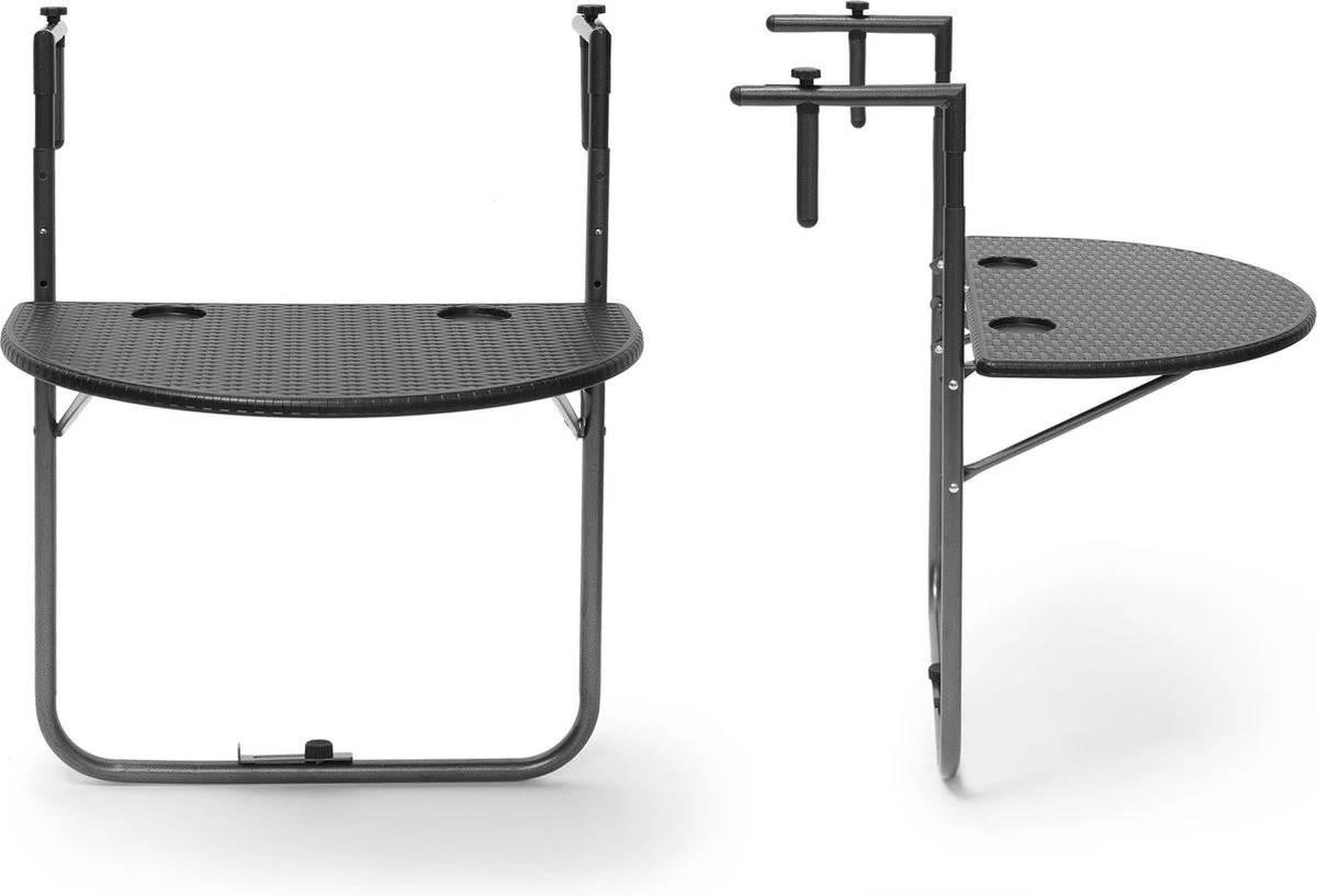 Relaxdays Balkontafel Inklapbaar, Balkon Tafel Rotan, Hangtafel Reling - Zwart 12 Relaxdays Balkontafel Inklapbaar, Balkon Tafel Rotan, Hangtafel Reling - Zwart - Afbeelding 10