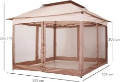 Outsunny Paviljoen Met Zijwanden Partytent Tuintent Popup 3,25 X 3,25 M Khaki 840-166 -Tuin Gerelateerd 1200x820 3