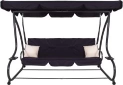 Springos Schommelbank | Linda-Schommel | 3-zits | Waterafstotend | Inclusief 2 Kussens | Verstelbare Luifel | 162 X 200 X 120 Cm | Zwart -Tuin Gerelateerd 1200x824 1