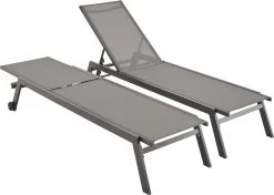 ELSA - Set Van 2 Ligstoelen Van Aluminium En Textileen, Ligbed Multipositioneel Met Wieltjes, Kleur Antraciet/donkergrijs -Tuin Gerelateerd 1200x854 1