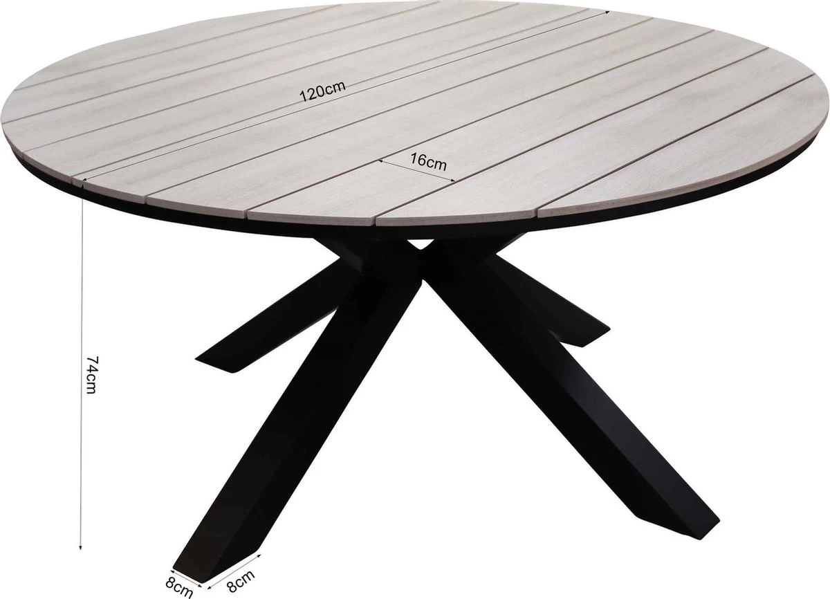 Ronde Tuintafel Cyprus ø120cm | Wood | Polywood & Aluminium 4 Ronde Tuintafel Cyprus ø120cm | Wood | Polywood & Aluminium - Afbeelding 2