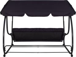 Springos Schommelbank | Linda-Schommel | 3-zits | Waterafstotend | Inclusief 2 Kussens | Verstelbare Luifel | 162 X 200 X 120 Cm | Zwart -Tuin Gerelateerd 1200x897