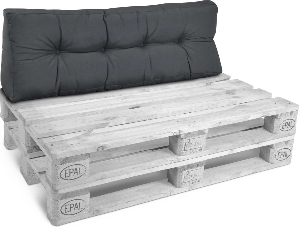 Beautissu Style – Palletkussen Set – 1x Zitkussen 120x80 Cm & 1x Rugkussen 120x40 Cm – Graphiet Grijs 12 Beautissu Style – Palletkussen Set – 1x Zitkussen 120x80 Cm & 1x Rugkussen 120x40 Cm – Graphiet Grijs - Afbeelding 10