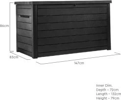 Keter Ontario Opbergbox - 870L - 147x83x86cm - Grafiet -Tuin Gerelateerd 1200x990